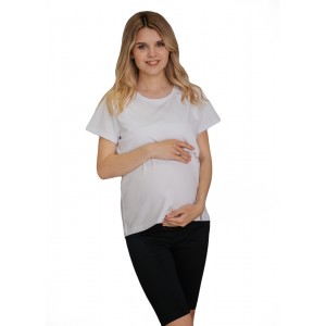 Піжамна футболка для вагітних і годуючих з секретом для годування Рита Біла